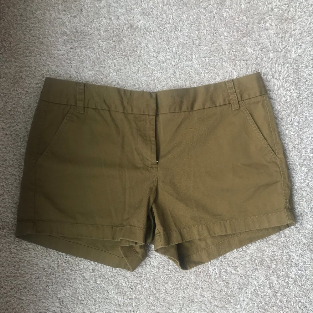 J Crew 4" Chino Shorts - Olive Green - Size 12